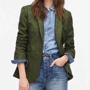 J Crew Parke Green Herringbone Tweed Blazer Jacket - Size 4 - NWT
